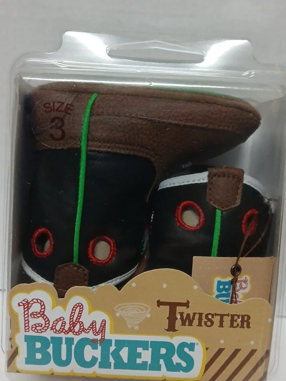 New Kids Brown & Black Cowboy Boot Shoes - Twister Size 3